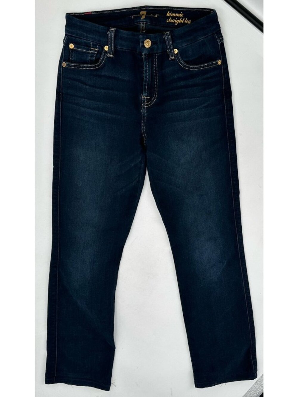 7 For All Mankind KIMMIE Straight Leg DarkWash Denim Jeans Womens 26x26 Stretch